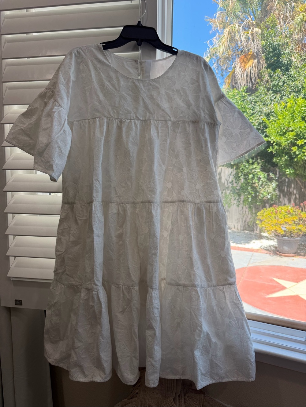 Merlette White Embroidered Floral Tiered Mini Dress - Size S